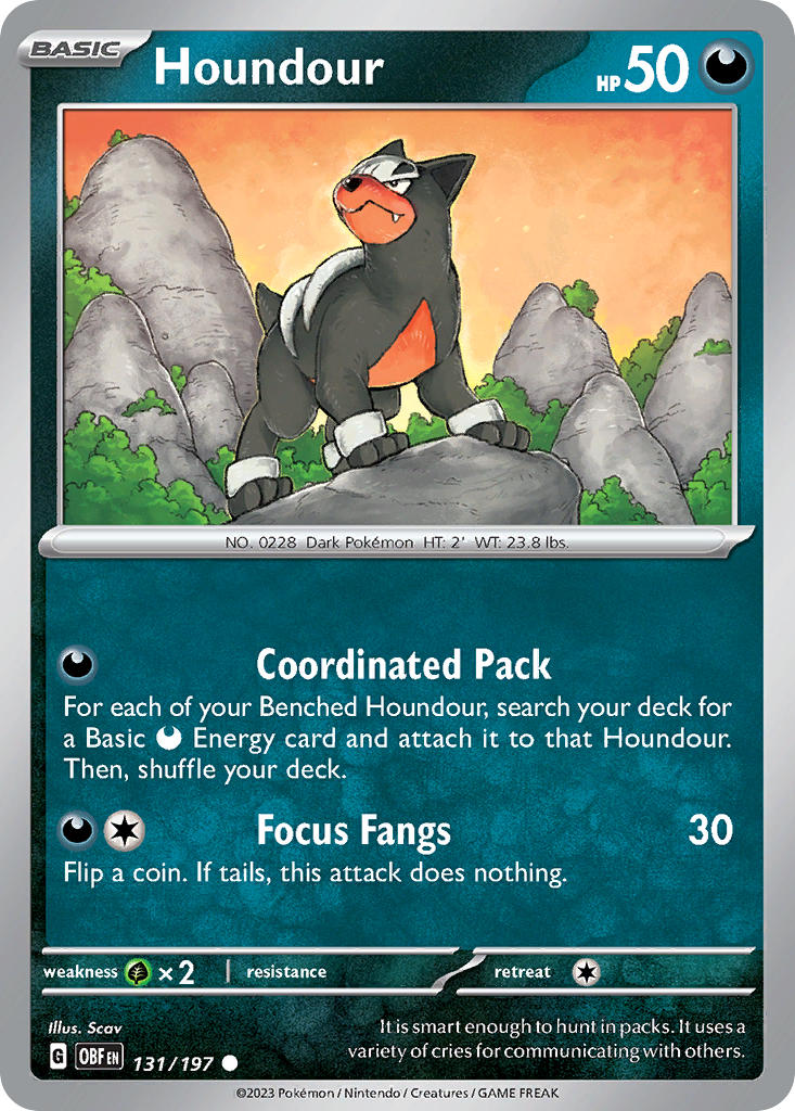 Houndour⁣ - Obsidian Flames⁣ (Common)⁣ [131] English / Near Mint / Reverse-Holo Normal