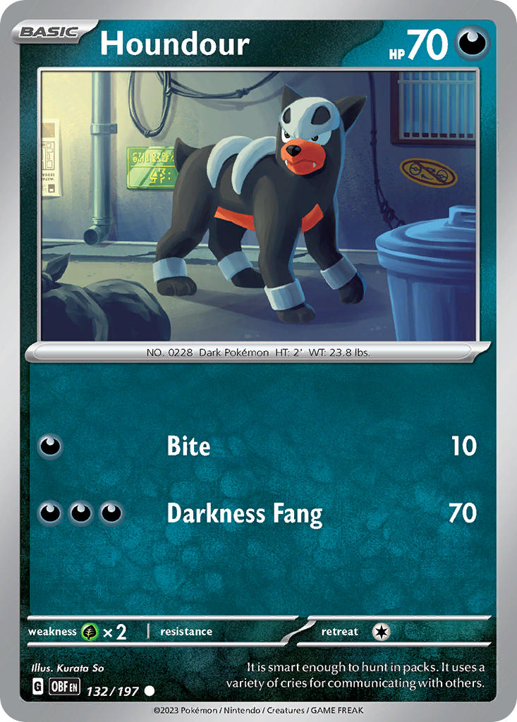 Houndour⁣ - Obsidian Flames⁣ (Common)⁣ [132] English / Near Mint / Normal
