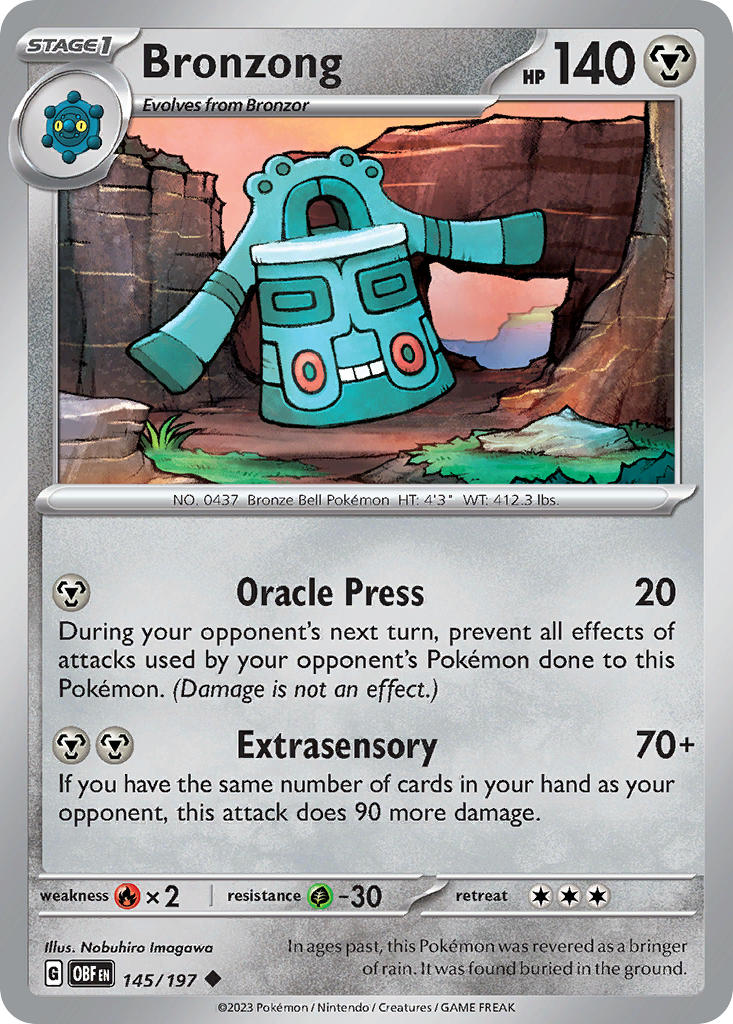 Bronzong⁣ - Obsidian Flames⁣ (Uncommon)⁣ [145] English / Near Mint / Reverse-Holo Normal