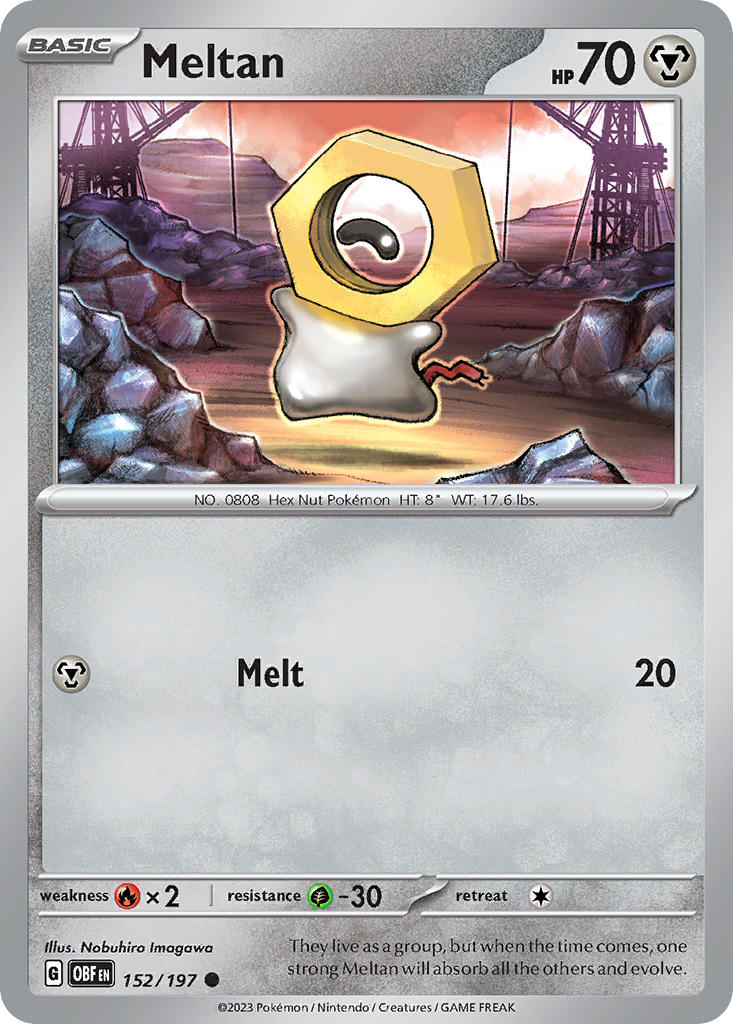 Meltan⁣ - Obsidian Flames⁣ (Common)⁣ [152] English / Near Mint / Reverse-Holo Normal