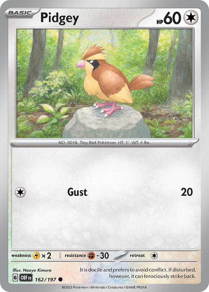 Pidgey⁣ - Obsidian Flames⁣ (Common)⁣ [162] English / Near Mint / Normal