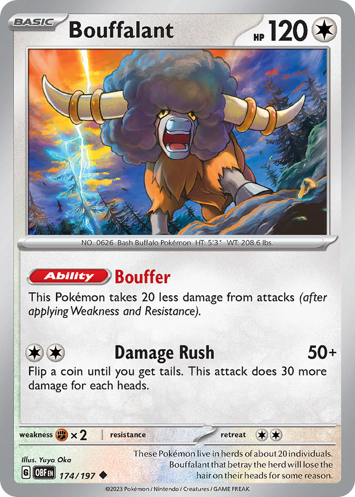 Bouffalant⁣ - Obsidian Flames⁣ (Uncommon)⁣ [174] English / Near Mint / Reverse-Holo Normal