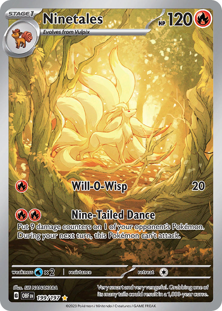 Ninetales⁣ - Obsidian Flames⁣ (Illustration Rare)⁣ [199] English / Near Mint / Normal