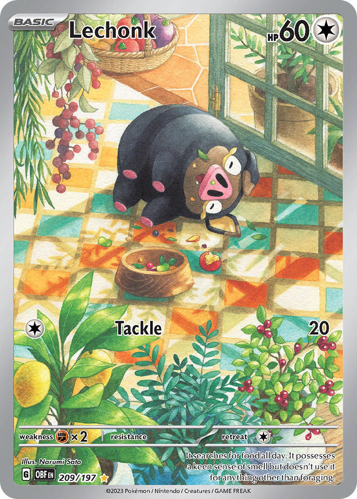Lechonk⁣ - Obsidian Flames⁣ (Illustration Rare)⁣ [209] English / Near Mint / Normal
