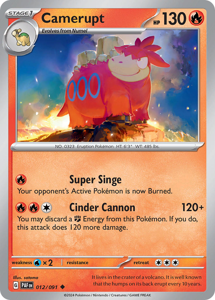 Camerupt⁣ - Paldean Fates⁣ (Uncommon)⁣ [012] English / Near Mint / Reverse-Holo Normal