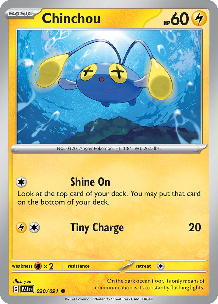 Chinchou⁣ - Paldean Fates⁣ (Common)⁣ [020] English / Near Mint / Reverse-Holo Normal