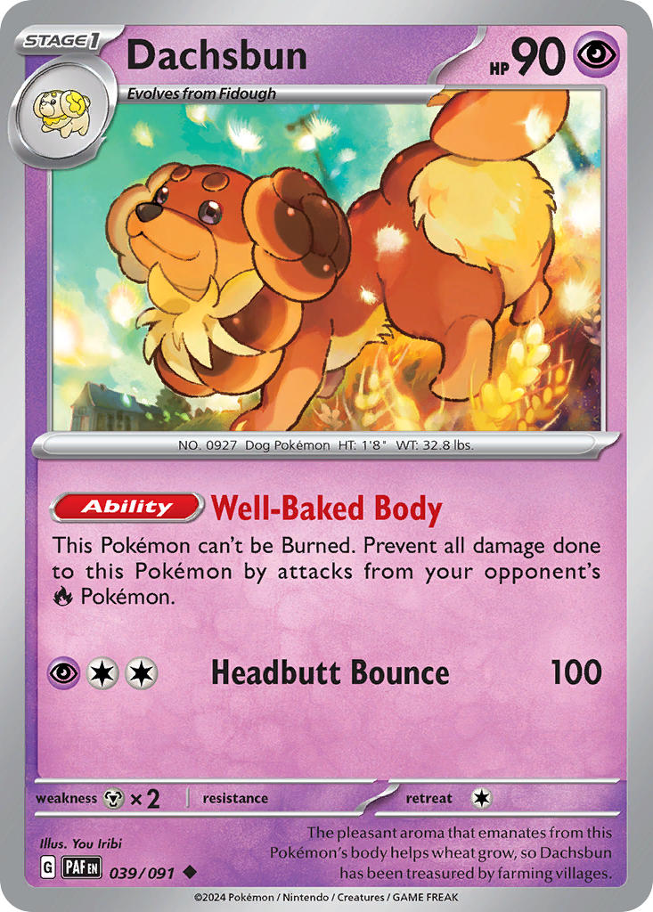 Dachsbun⁣ - Paldean Fates⁣ (Uncommon)⁣ [039] English / Near Mint / Reverse-Holo Normal