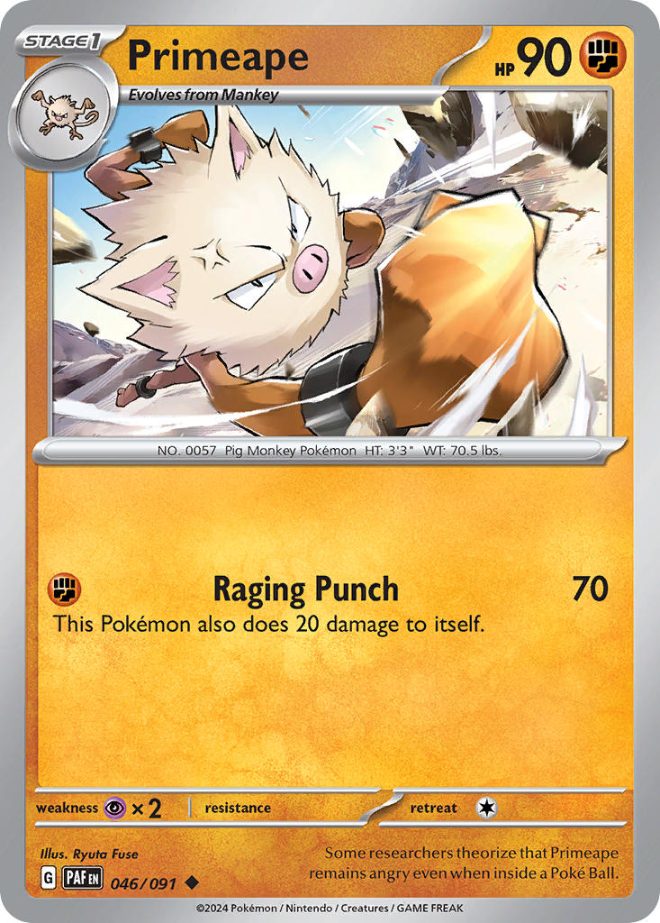 Primeape⁣ - Paldean Fates⁣ (Uncommon)⁣ [046] English / Near Mint / Reverse-Holo Normal