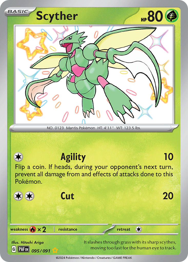 Scyther⁣ - Paldean Fates⁣ (Shiny Rare)⁣ [095] English / Light Played / Normal