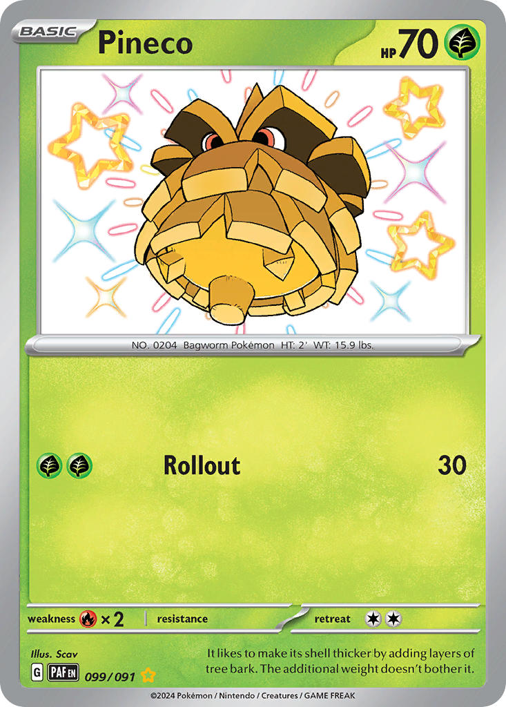Pineco⁣ - Paldean Fates⁣ (Shiny Rare)⁣ [099] English / Near Mint / Normal