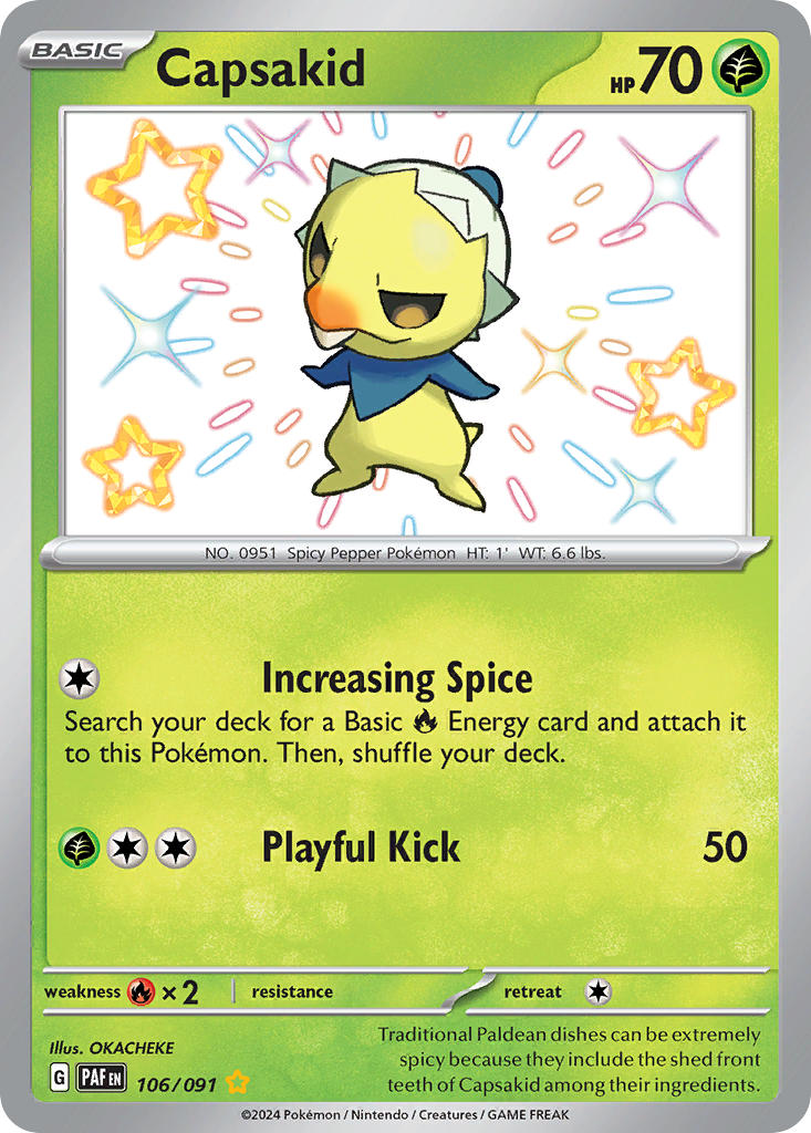 Capsakid⁣ - Paldean Fates⁣ (Shiny Rare)⁣ [106] English / Near Mint / Normal