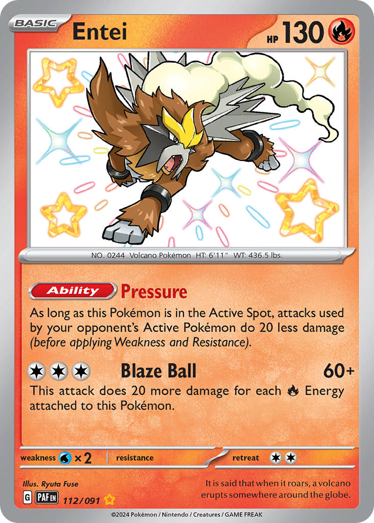 Entei⁣ - Paldean Fates⁣ (Shiny Rare)⁣ [112] English / Near Mint / Normal