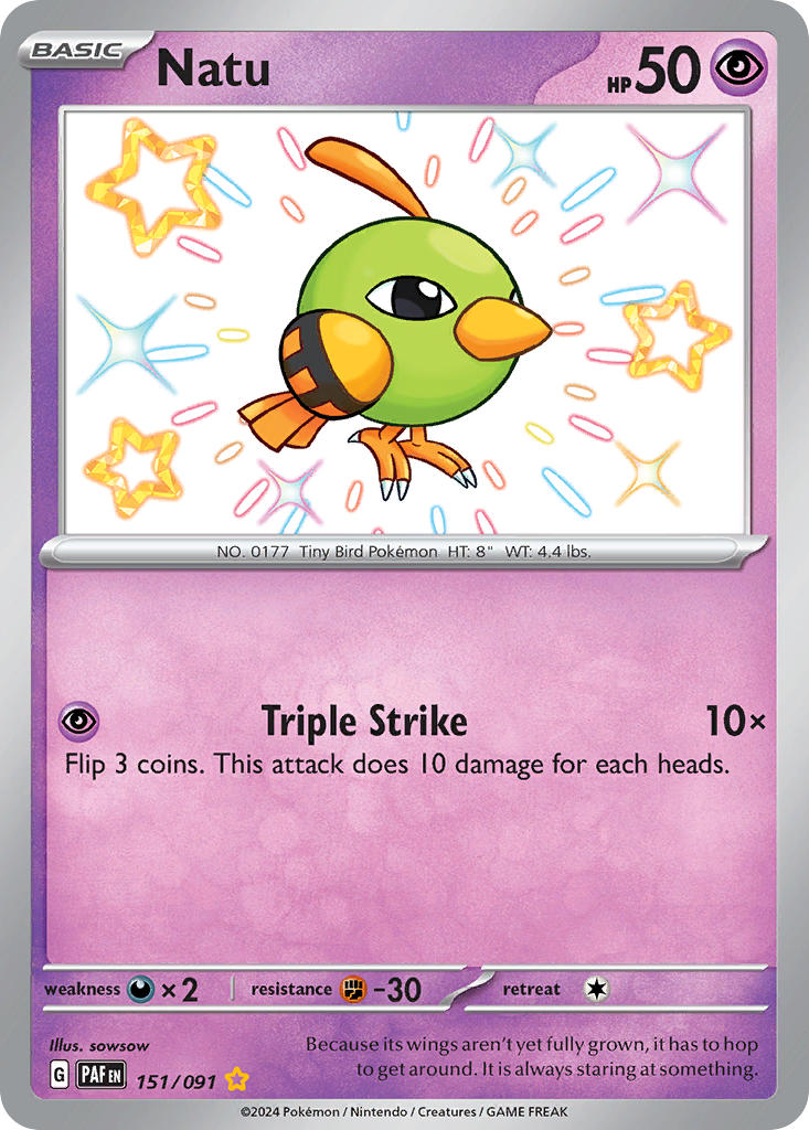Natu⁣ - Paldean Fates⁣ (Shiny Rare)⁣ [151] English / Near Mint / Normal