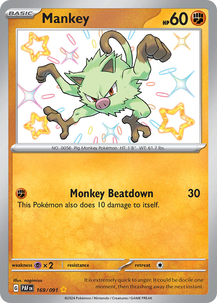 Mankey⁣ - Paldean Fates⁣ (Shiny Rare)⁣ [169] English / Near Mint / Normal