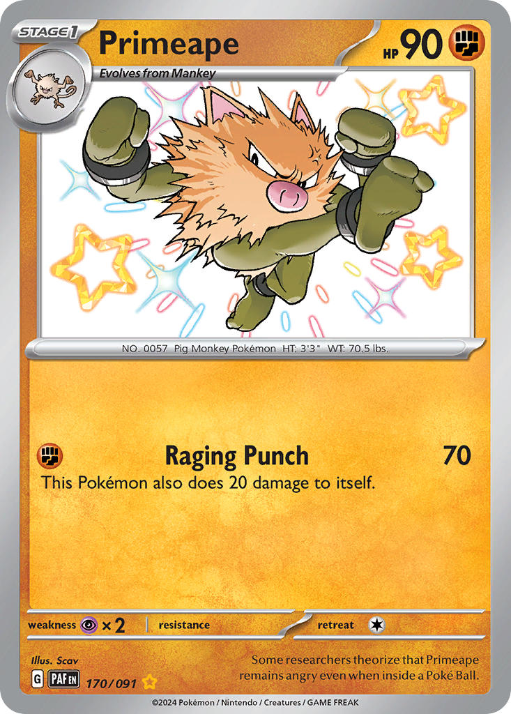 Primeape⁣ - Paldean Fates⁣ (Shiny Rare)⁣ [170] English / Near Mint / Normal