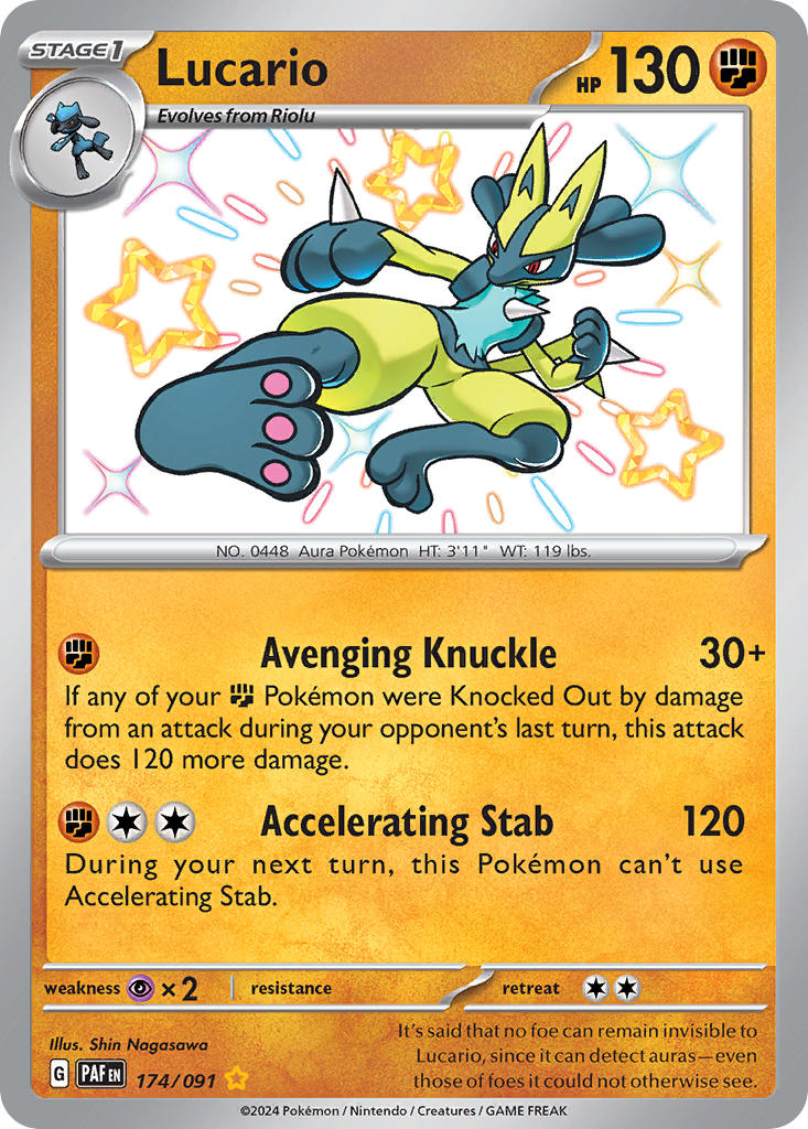 Lucario⁣ - Paldean Fates⁣ (Shiny Rare)⁣ [174] English / Near Mint / Normal