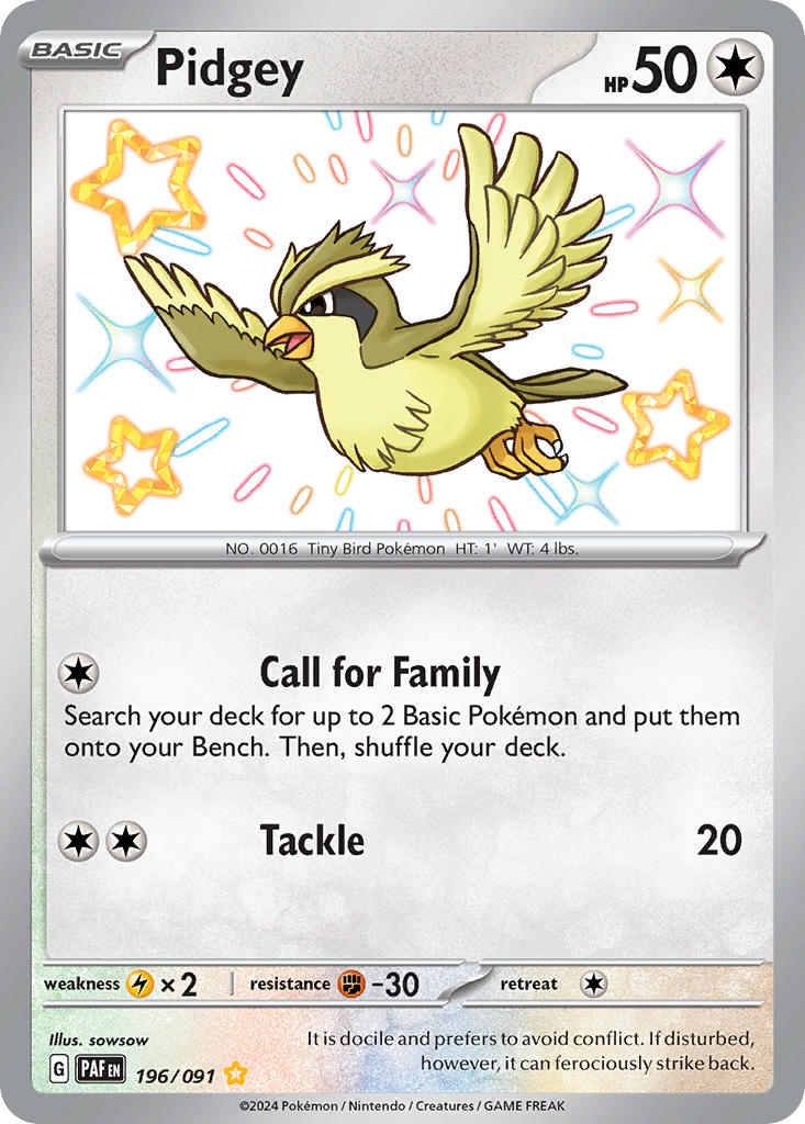 Pidgey⁣ - Paldean Fates⁣ (Shiny Rare)⁣ [196] English / Near Mint / Normal