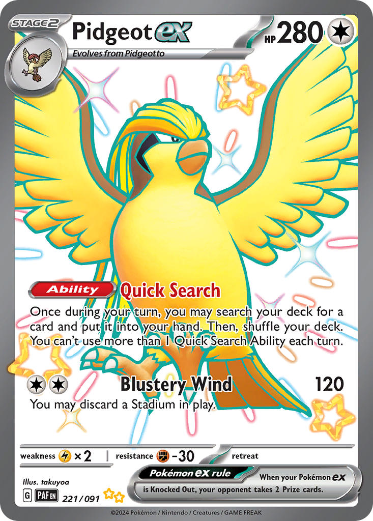Pidgeot ex⁣ - Paldean Fates⁣ (Shiny Ultra Rare)⁣ [221] English / Near Mint / Normal