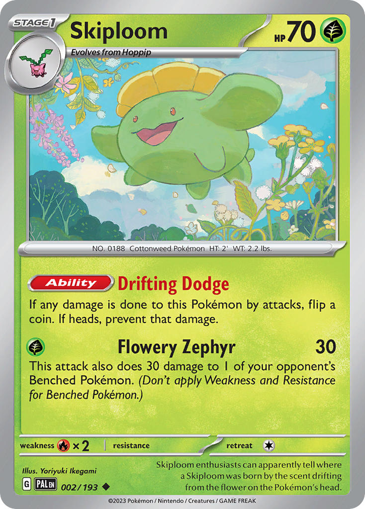 Skiploom⁣ - Paldea Evolved⁣ (Uncommon)⁣ [002] English / Near Mint / Reverse-Holo Normal