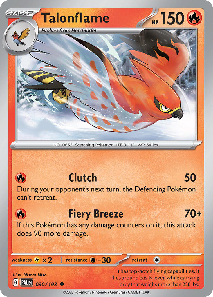 Talonflame⁣ - Paldea Evolved⁣ (Uncommon)⁣ [030] English / Near Mint / Reverse-Holo Normal