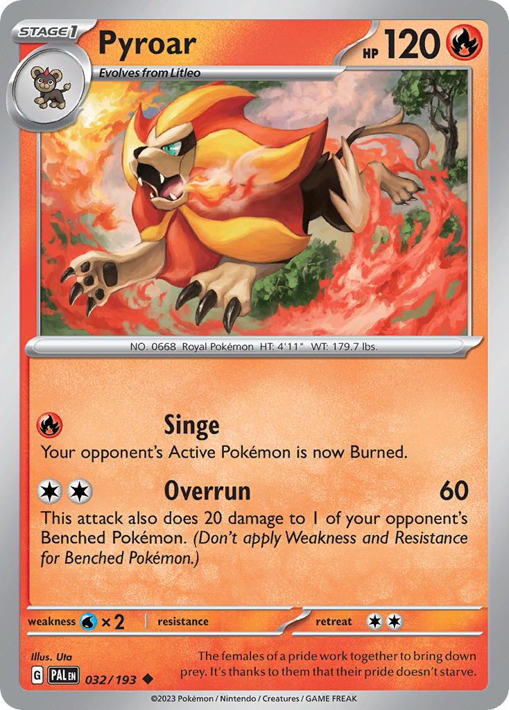 Pyroar⁣ - Paldea Evolved⁣ (Uncommon)⁣ [032] English / Near Mint / Reverse-Holo Normal