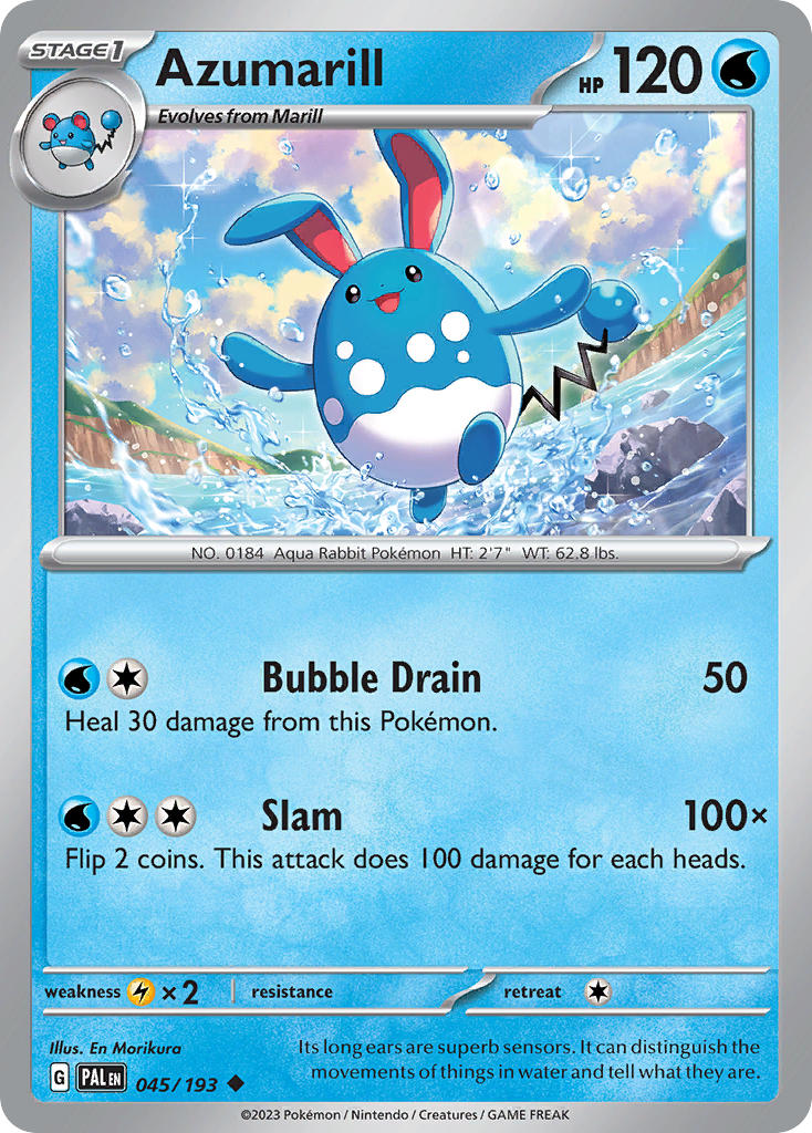Azumarill⁣ - Paldea Evolved⁣ (Uncommon)⁣ [045] English / Near Mint / Reverse-Holo Normal