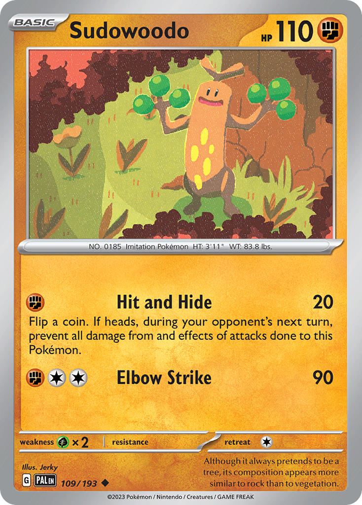 Sudowoodo⁣ - Paldea Evolved⁣ (Uncommon)⁣ [109] English / Near Mint / Reverse-Holo Normal