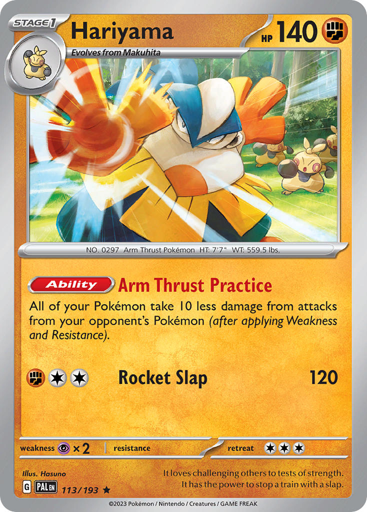 Hariyama⁣ - Paldea Evolved⁣ (Rare)⁣ [113] English / Near Mint / Reverse-Holo Normal