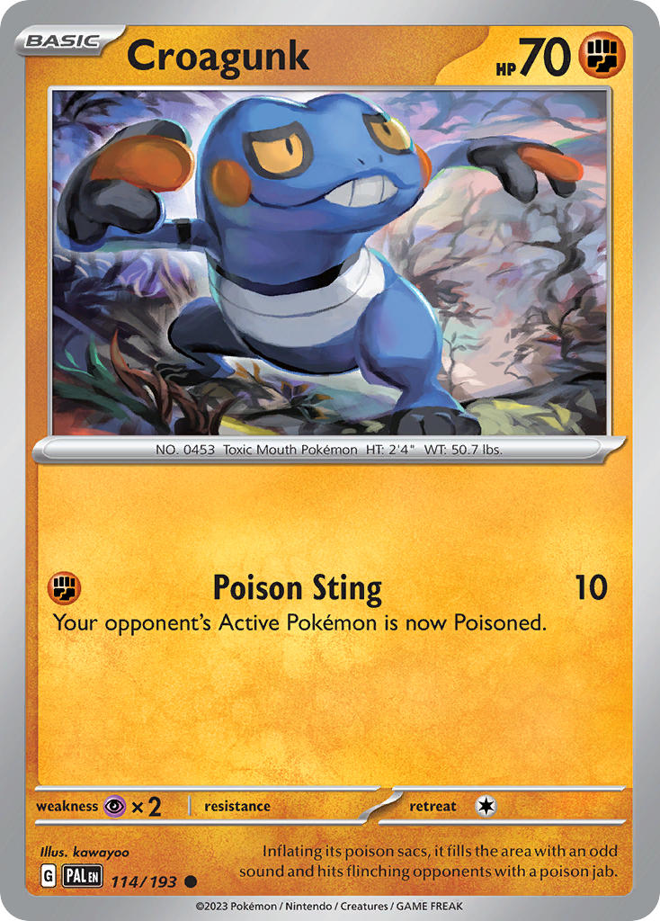 Croagunk⁣ - Paldea Evolved⁣ (Common)⁣ [114] English / Near Mint / Reverse-Holo Normal