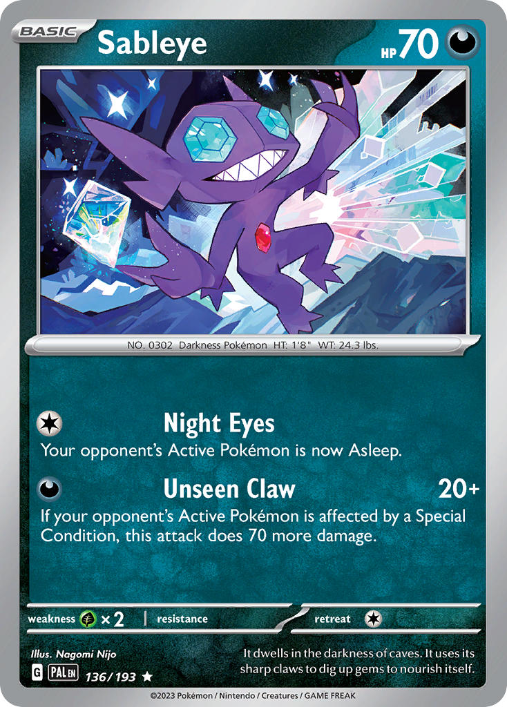 Sableye⁣ - Paldea Evolved⁣ (Rare)⁣ [136] English / Near Mint / Reverse-Holo Normal