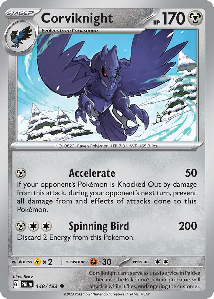 Corviknight⁣ - Paldea Evolved⁣ (Uncommon)⁣ [148] English / Near Mint / Reverse-Holo Normal