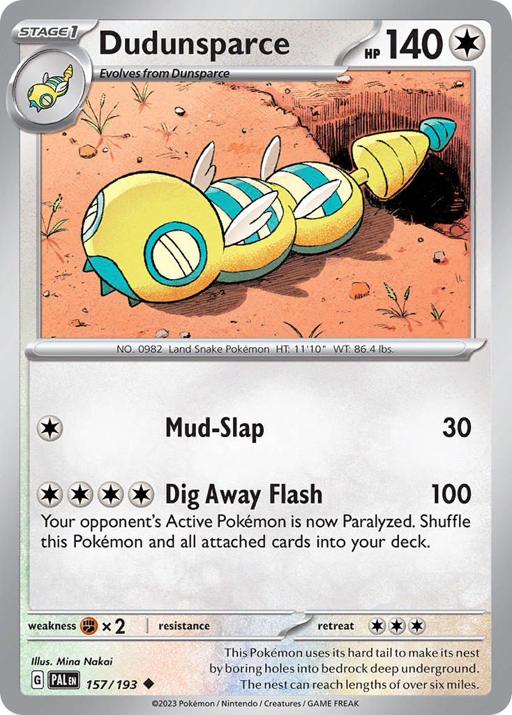 Dudunsparce⁣ - Paldea Evolved⁣ (Uncommon)⁣ [157] English / Near Mint / Normal