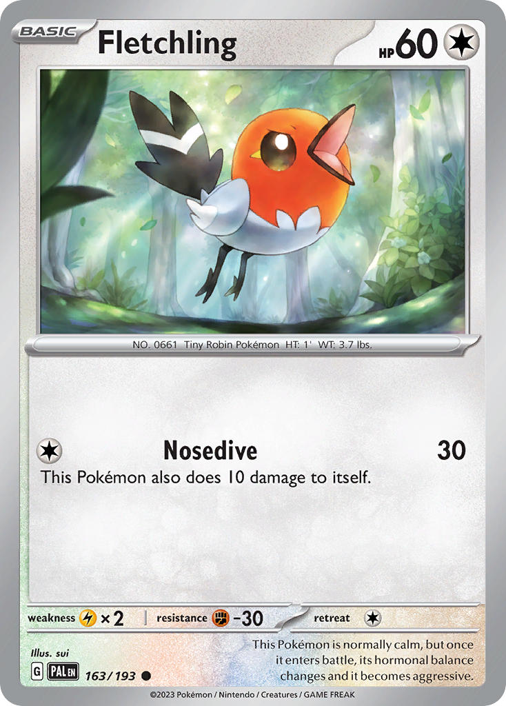Fletchling⁣ - Paldea Evolved⁣ (Common)⁣ [163] English / Near Mint / Reverse-Holo Normal