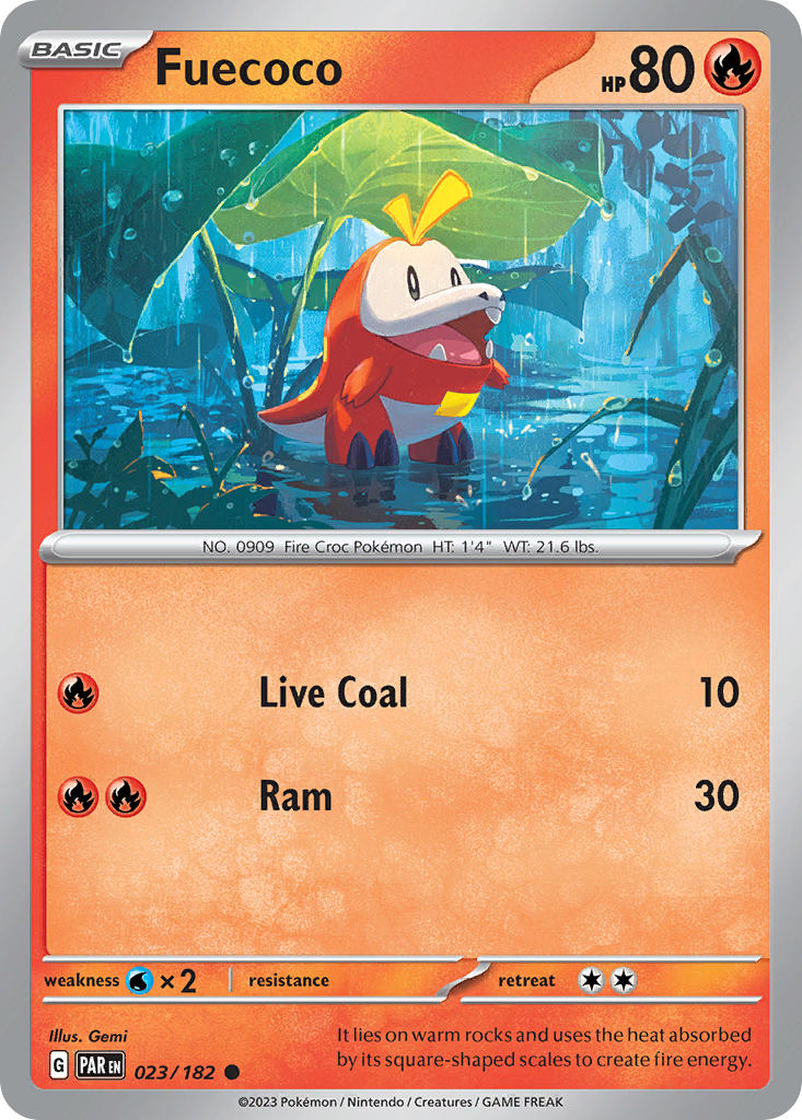 Fuecoco⁣ - Paradox Rift⁣ (Common)⁣ [023] English / Near Mint / Reverse-Holo Normal
