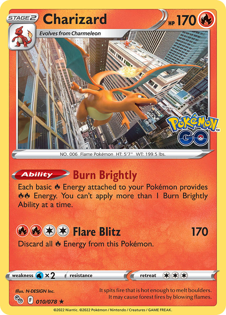 Charizard - Pokémon GO (Holo Rare) [PGO-010] English / Near Mint / Reverse-Holo Normal
