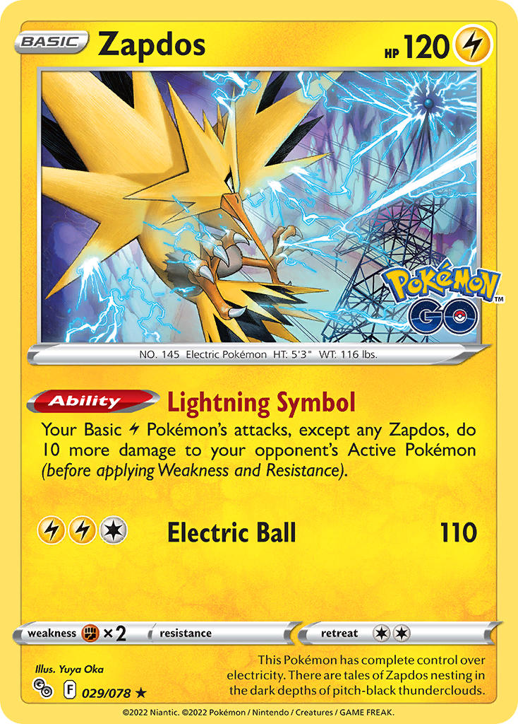 Zapdos - Pokémon GO (Holo Rare) [PGO-029] English / Excellent / Reverse-Holo Normal