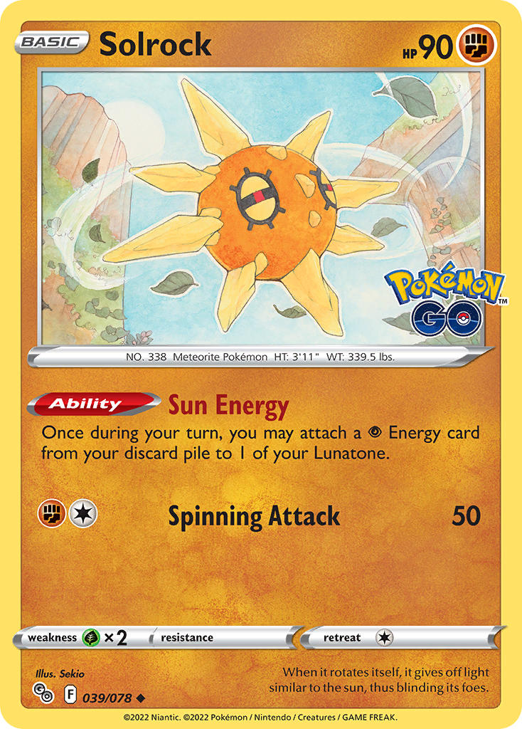 Solrock - Pokémon GO (Uncommon) [PGO-039] English / Near Mint / Normal