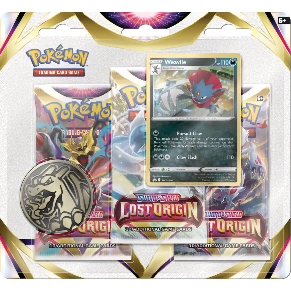 Pokémon TCG: Sword & Shield: Lost Origin 3-Pack Blister - Weavile Promo