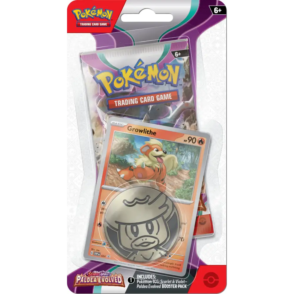 Pokémon TCG: Scarlet & Violet Paldea Evolved - Checklane Blister - Growlithe Samlekort Pokémon 