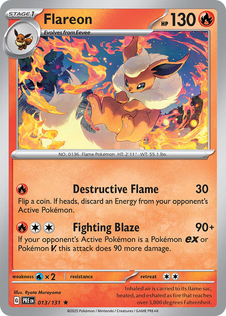 Flareon⁣ - Prismatic Evolutions⁣ (Rare)⁣ [013] English / Near Mint / Reverse-Holo Normal