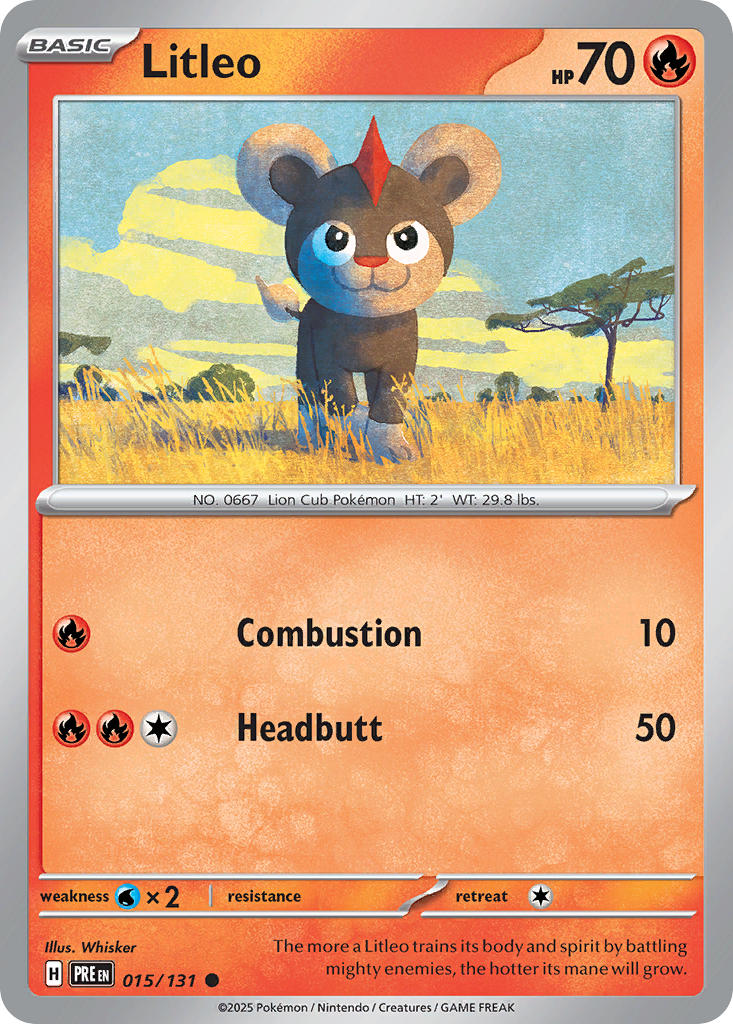 Litleo⁣ - Prismatic Evolutions⁣ (Common)⁣ [015] English / Near Mint / Reverse-Holo Normal