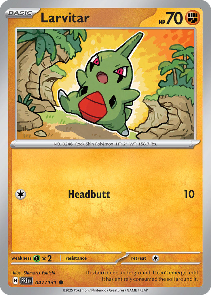 Larvitar⁣ - Prismatic Evolutions⁣ (Common)⁣ [047] English / Near Mint / Reverse-Holo Normal