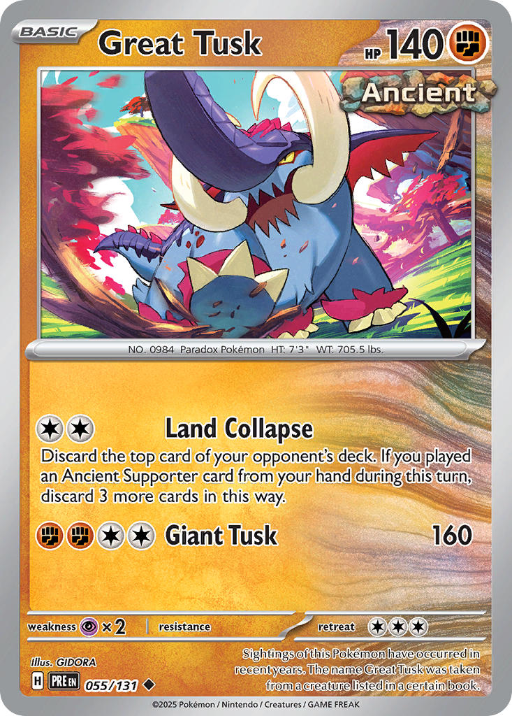 Great Tusk⁣ - Prismatic Evolutions⁣ (Uncommon)⁣ [055] English / Near Mint / Reverse-Holo Normal