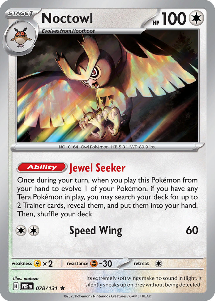 Noctowl⁣ - Prismatic Evolutions⁣ (Rare)⁣ [078] English / Near Mint / Reverse-Holo Normal