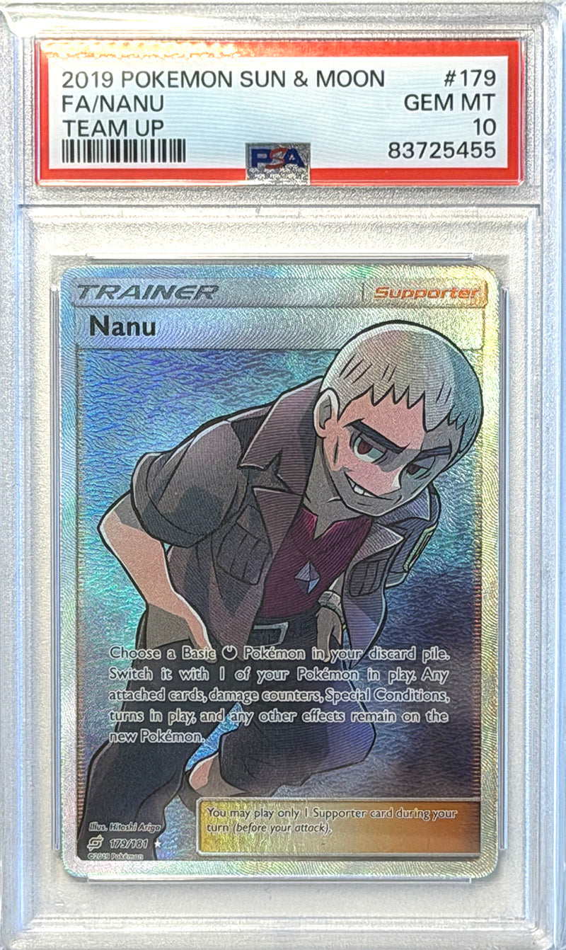 Nanu #179 - Team Up - Ultra Rare - PSA 10 - forside