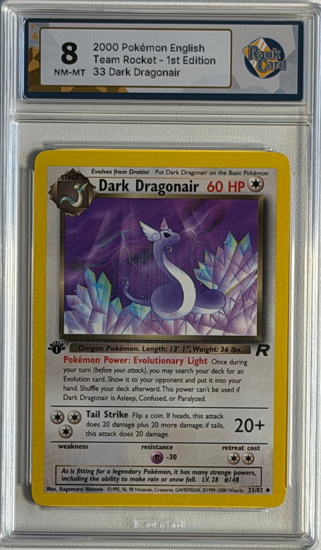 Dark Dragonair #33 - 1st Edition - Team Rocket - Uncommon - RAUK 8 - forside