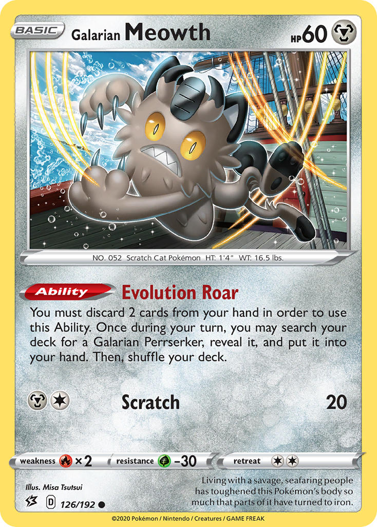 Galarian Meowth⁣ - Rebel Clash⁣ (Common)⁣ [126] English / Near Mint / Normal
