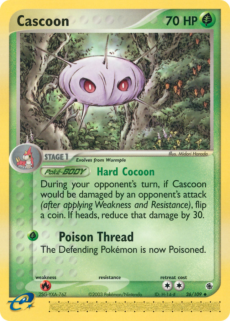 Cascoon⁣ - EX Ruby & Sapphire⁣ (Uncommon)⁣ [26] English / Near Mint / Reverse-Holo Normal