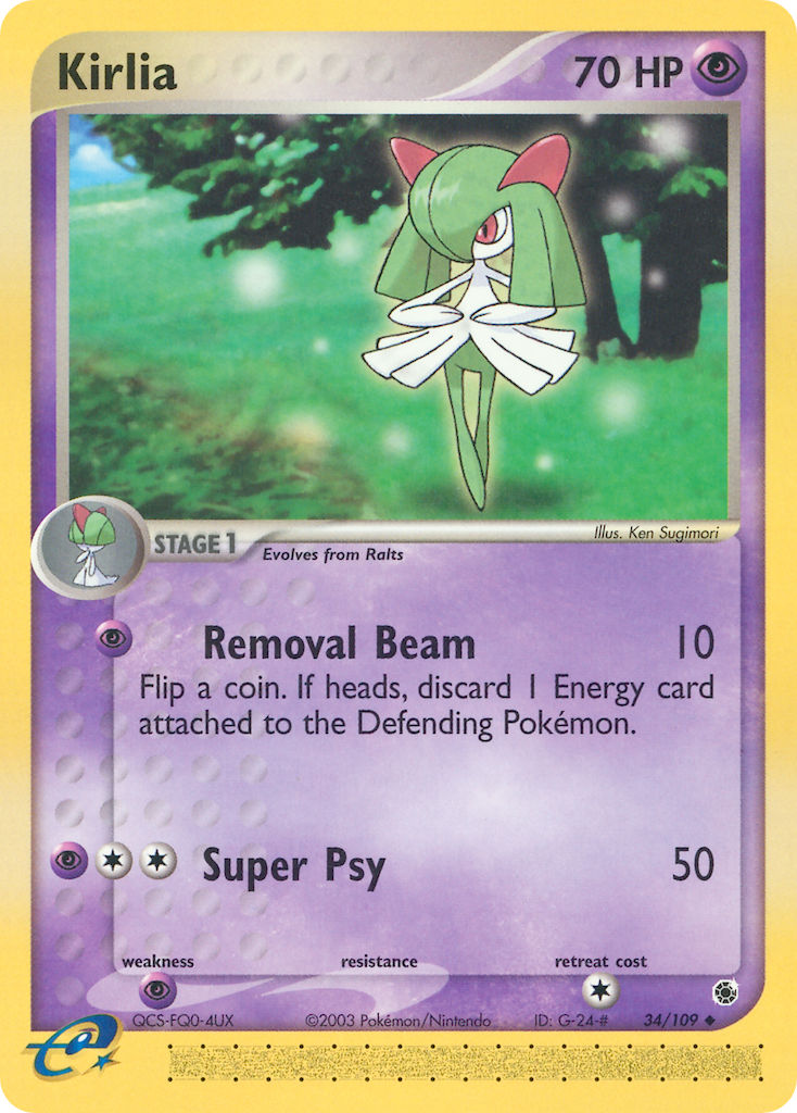 Kirlia⁣ - EX Ruby & Sapphire⁣ (Uncommon)⁣ [34] English / Excellent / Reverse-Holo Normal