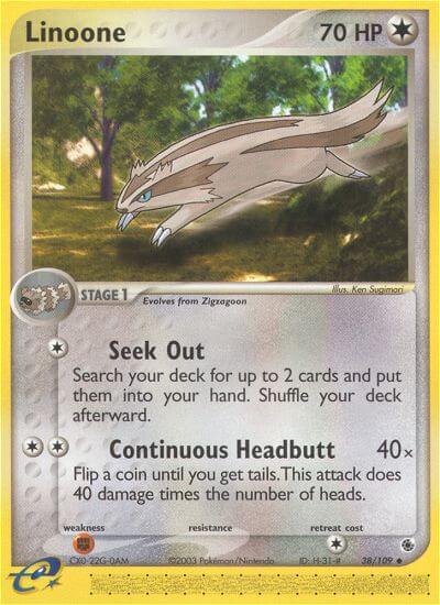 Linoone⁣ - EX Ruby & Sapphire⁣ (Uncommon)⁣ [38] English / Played / Reverse-Holo Normal